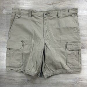 Duluth Trading Flex Fire Hose Men's Sz 46 Relaxed Fit Cargo Shorts Tan